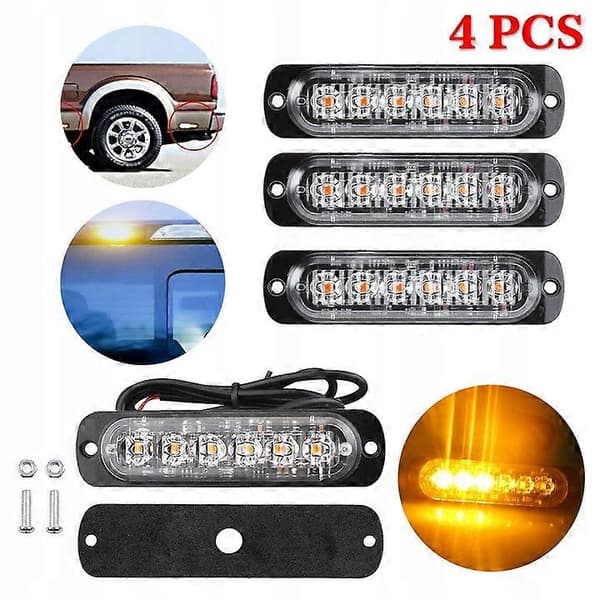 4x Dimljus 6 Led 12v-24v Stroboskoplampa [DB] orange