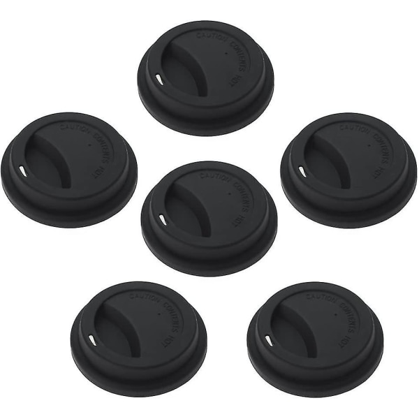 6 st Silikon Drickslock Koppar Lock, Återanvändbara Kaffe Kopp Lockkaffe (d-b2)  [dB} black