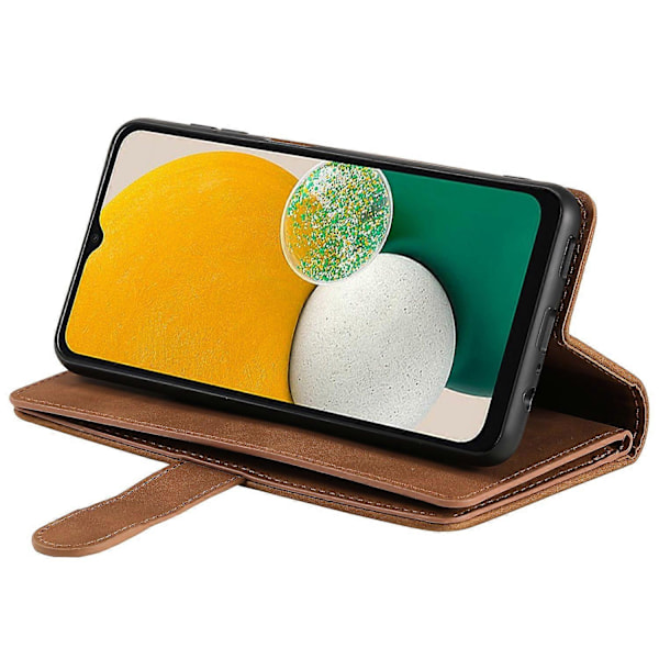 Samsung Galaxy A26 5G -puhelimen suojakotelo PU-nahkaa vetoketjullisella lompakolla ja 9 korttipaikalla - Musta [db] Multicolor Brown