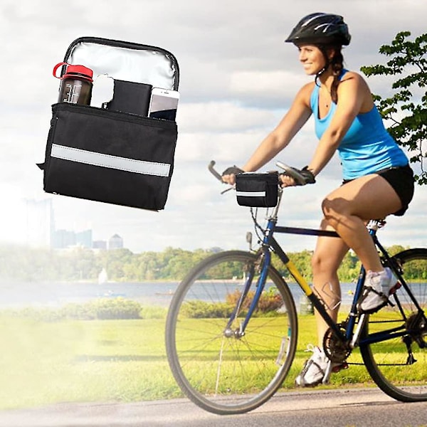 Cykelstyr Taske Cykeltasker Styr Cykelkurv Taske Med Mesh Lomme Cykel Front Opbevaringspose [DB]