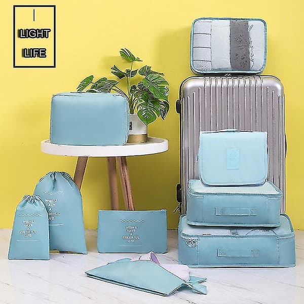 9 Set Packningskuber Resväskor Packningsorganisatörer För Reseaccessoarer DB Grey