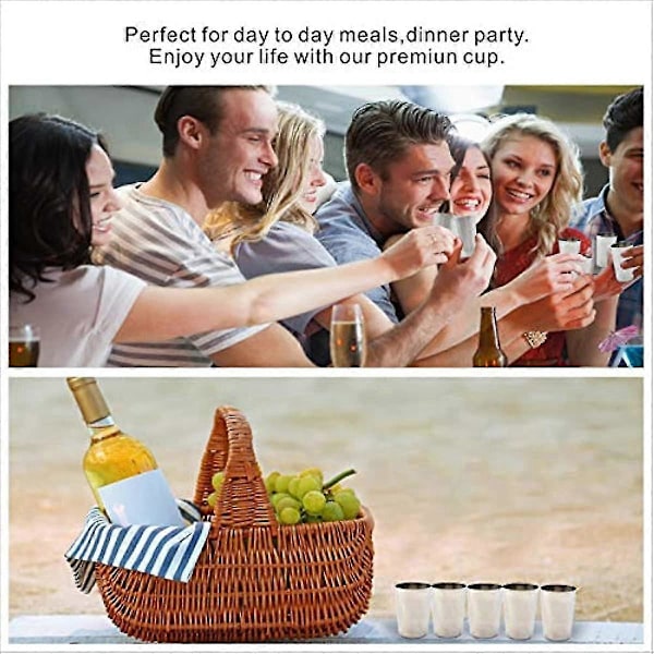 4 stk. Rustfritt Stål Drikkkoppsett Schnappskopp Uknuselig Bærbar Mini Shotglass For Camping Reise Utendørs Med Lærveske db