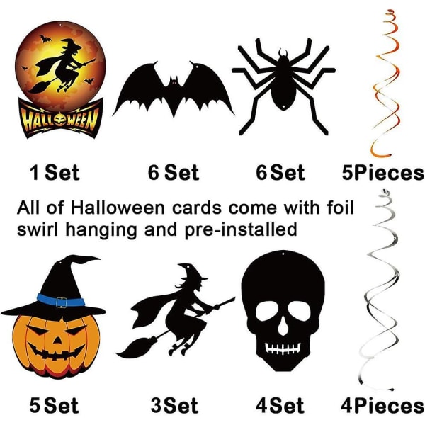 34 Pcs Halloween Party Hanging Swirl Decoration - Scary Theme