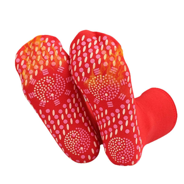 1 par frostsikre mellemhøje unisex sokker god terapi selvopvarmende massagestrømper til efterår og vinter Red