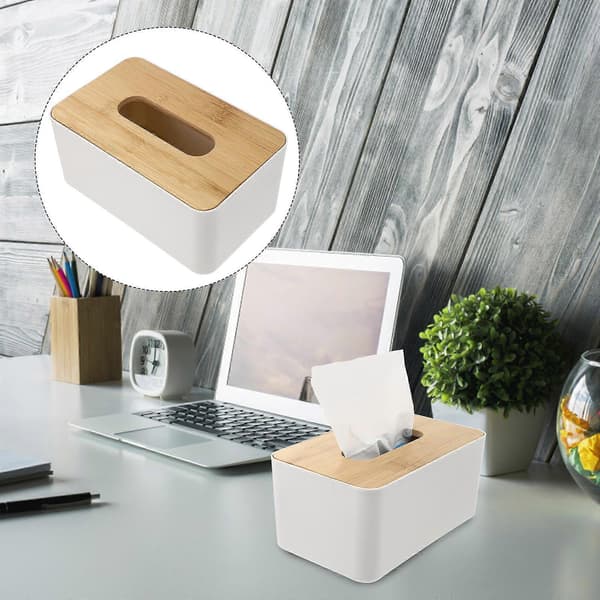 Tissue Box Bambuslåg Multifunktionel Tissueholder 1 stk. til hjemmebrug[DB]