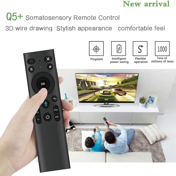 Trådløs Iptv-stemmefjernkontroll med USB-mottaker for Smart-TV, Iptv, nettverksdekoder, Mini-PC, Android TV-boks, Htplc [DB]