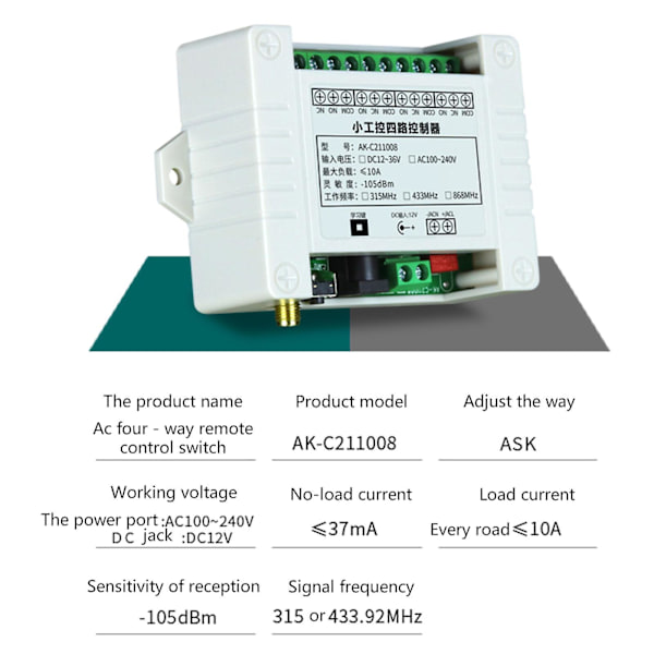 Trådløs Rf Fjernkontroll Dc12v 48v 4 Kanal Universell 433mhz Fjernkontroll For Lamper Motor Relé Sender & Mottaker