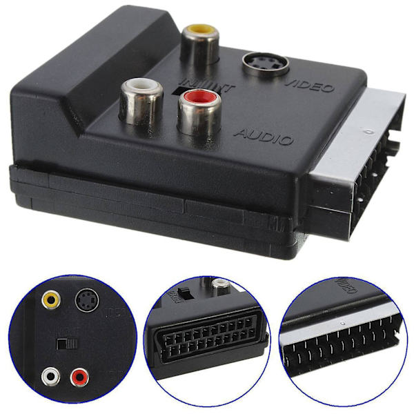 SCART - 3RCA-liitäntä S-Video AV TV-muunnin sisään/ulos 20-napaisella SCART:lla 3 RCA:han S Kotivideo Audio Video Adapteri db