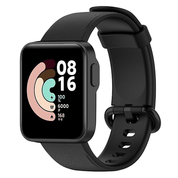 Silikonrem til Xiaomi Mi Watch Lite Udskiftningsurrem Lychee Mønster Armbånd til Xiaomi db Black