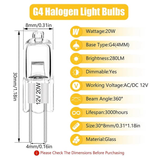 G4 Halogenlampa Dimbar - AC/DC 12V 20W - 6 st [DB]
