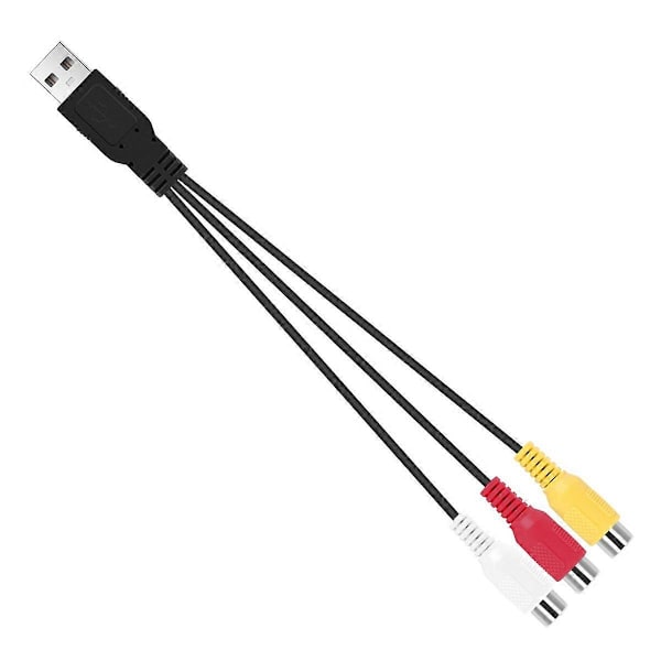 USB till 3RCA-kabel USB-hona till 3 RGB-video AV-kompositadapterkonverteringskabelkabelkontakt Lea [DB] Black