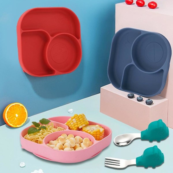 1 set Ruokintalautanen Elintarvikelaatuinen lämmönkestävä silikoni Lasten set kotiin Pink A