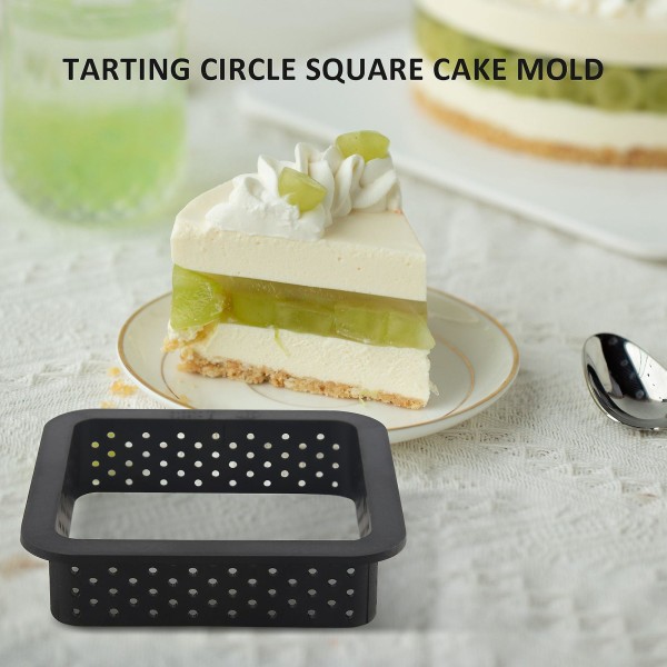 10 Pieces Square Tart Rings Heat-resistant Perforated Cake Mousse Ring Non Stick Bakeware Tart Mini