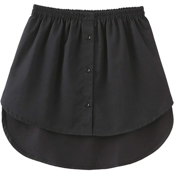 Skjorteforlængere Justerbar lagdeling Fake Top Nedre Sweep Hem med elastisk taljebånd Mini-nederdel (sort, M)