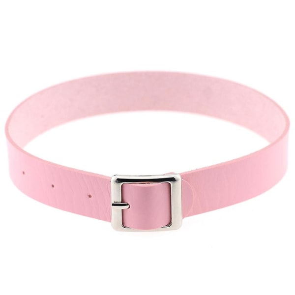 Halskjede Punk Retro Faux Lær Spenne Choker Halskjede For Dating Pink