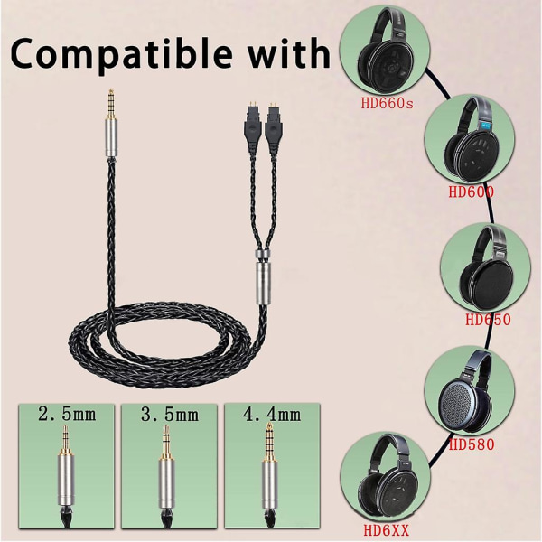 Uppgraderingskabel för Hd650 Hd600 Hd660s Hd580 Headset Zink-koppar Legeringssladd {DB 2.5mm