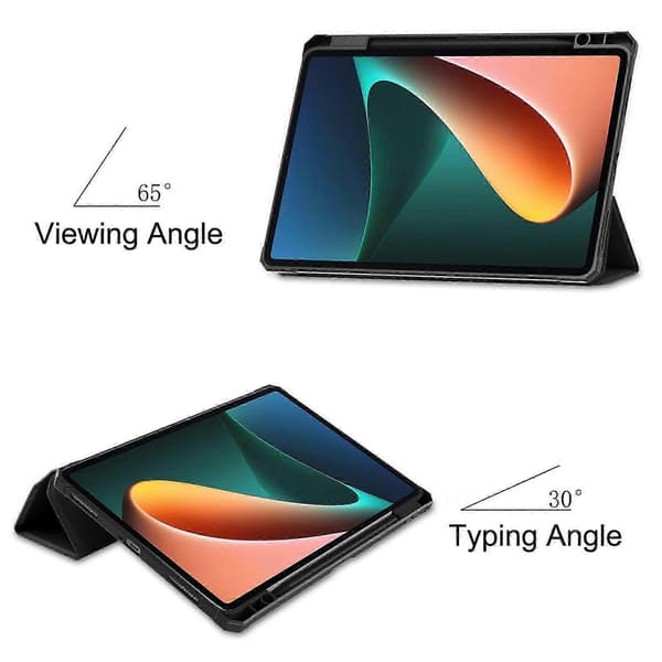 Til Xiaomi Pad 5/Pad 5 Pro Slim Case Tri-fold Stand PU Læder Stødsikkert Tablet Cover med Blyantholder Understøtter Auto Vågn/Søvn[DB]