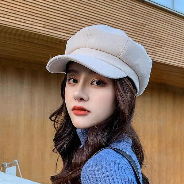 Naisten Vintage Baker Boy -lippis Piikikäs Beretti Hattu Litteä Lippi Talvi Newsboy Hattu db Beige