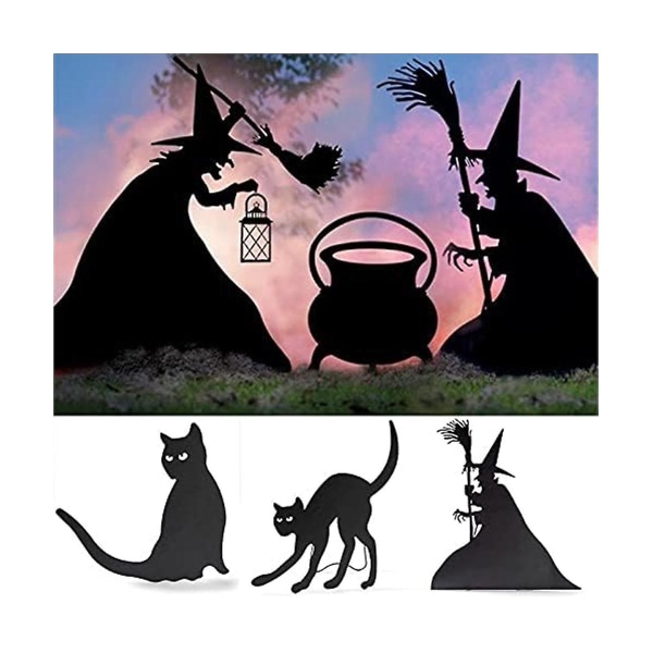 Halloween Witch Siluetti, Takorauta Noidat Musta Pata Musta Pihakyltit Pelottava perhekoti