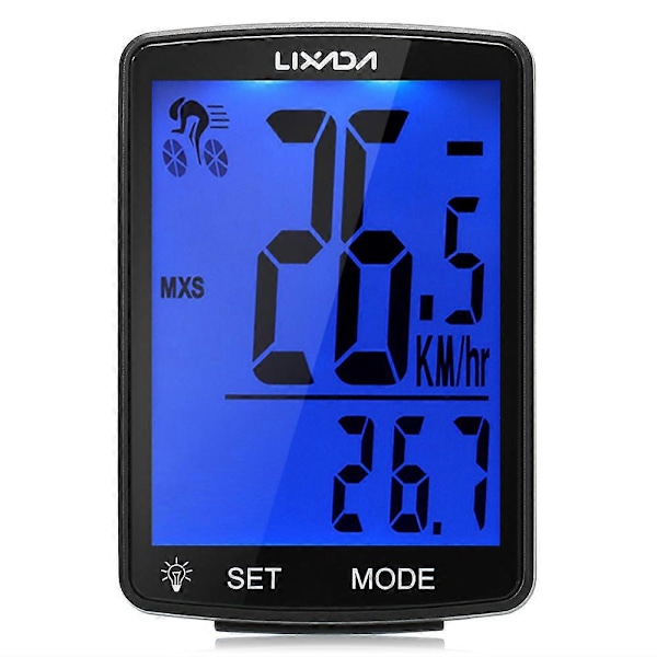 Trådløs cykelcomputer Multifunktionel LCD-skærm Cykelcomputer Mountainbike Speedometer Odometer IPX6 Vandafvisende Cykling [DB] Black Shell Blue Backlight