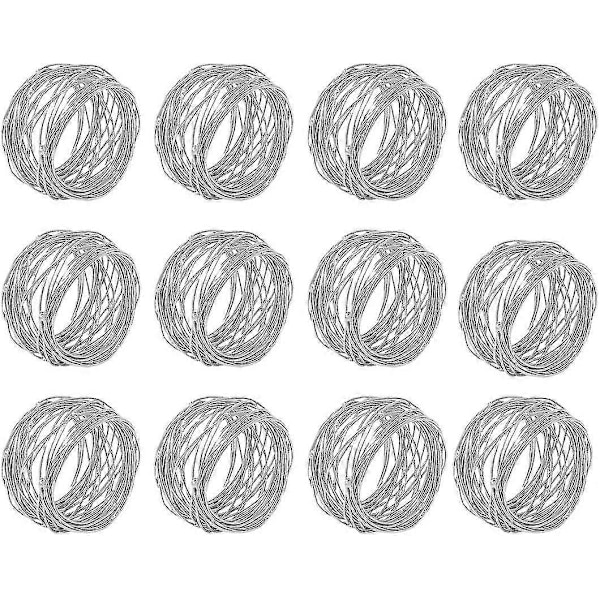 Handgjorda Silver Runda Mesh Servettringar Hållare För Matbord Fester Vardag, Set Om 12 (silver, 12) db