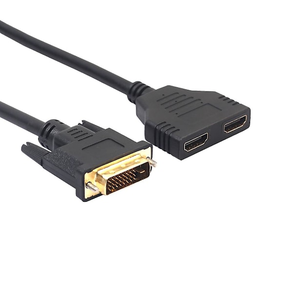 Dobbel HDMI-kompatibel Hun til DVI 24+1 Hannen Adapterkabel Tosidig Konverteringsledning Da Db Black