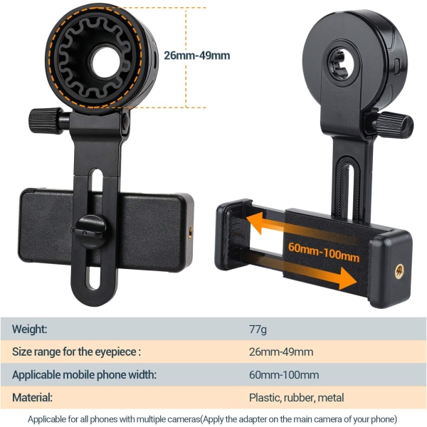 Microscope camera stand, compatible with binoculars, monoculars, and miniature telescopes