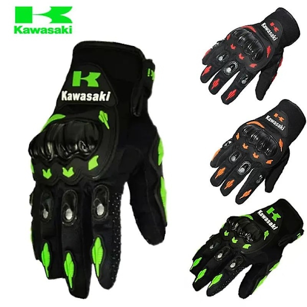 Håndklær Nye 1 par Kawasaki Full Finger Motorsykkelhansker Motocross Luvas Guantes Moto Racing Beskyttende Utstyr Hanske [DB] L Red