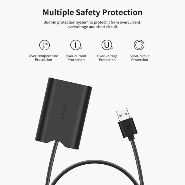 NP-BX1-akkunäyttö USB-A-sovittimella DC-liitin ZV-1 RX100 M7 M6 M5 RX1R HX50 HX90 HX300 HX400 C db black