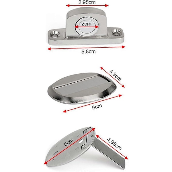 Vahva magneettinen ovenpysäytin, metallinen ovenpysäytin, kestävä ovikiinnike 3M-itseliimautuvalla piilotetulla ruuvilla, lattiaan asennettava - [DB] Silver