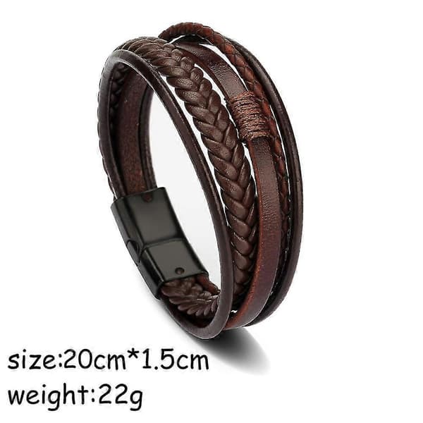 Trendiga Äkta Läderarmband Herr Multilayer Flätat Rep Bra [DB]