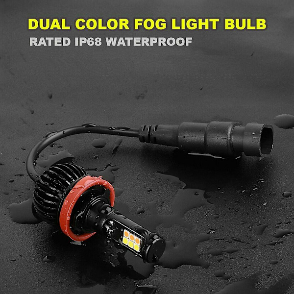 2X H8 H11 Dubbla Färger Switchback Vit Amber LED COB Dimljuslampor 160W 2600LM {Db}