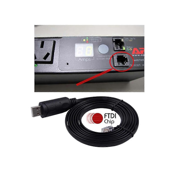 USB till RJ12 6P6C RS232 FT232RL Seriell Konverterare APC PDU Kabel för APC UPS 940-0144 [DB]