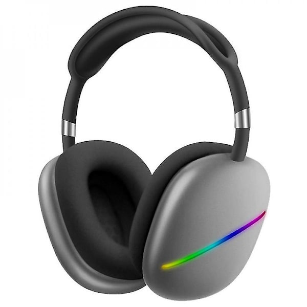 Trådløst Bluetooth-headset over øret, svart med lysende ledning