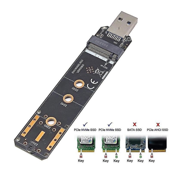 Usb3.2 Gen2 10gbps til Nvme-protokoll M.2-boks til A-port Realtek Rtl9210-kortåpning