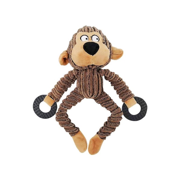 Squeaky Monkey Dog And Puppy Toy With Rubber Handles. Interactive Plush Toy, Teething