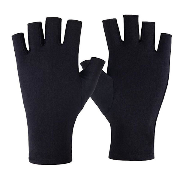 UV-skyddande Halvfinger Solskyddshandskar Skönhetsnaglar Handskar {Db} Black