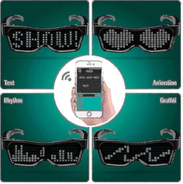 LED Bluetooth App-tilkoblet LED-skjerm Smartbriller [DB]