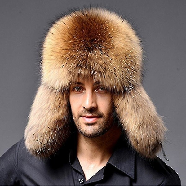 Mænd Vinter Ushanka Øreklapper Hat Faux Fur Termisk Kosak Trapper Sne Cap [DB] Camel