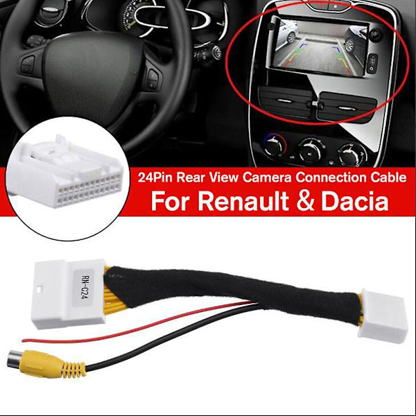 Backup Kamera Video Strømkabel til Renault - Skærm Bakkelygtekobling AV-kabel [DB]