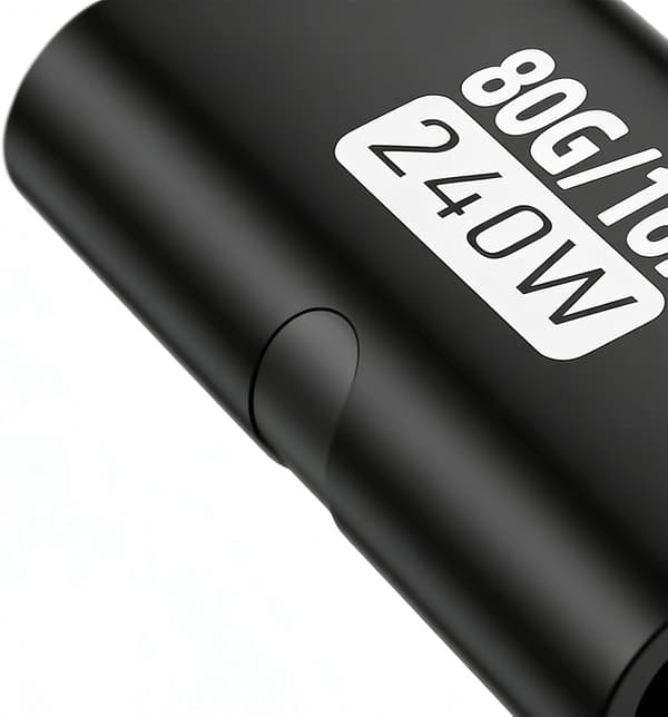 USB C hun til USB C hun adapter, 240w stik, C til C stik, til hjemmekonference rejse stationær computer bærbar arbejdsplads præsentation[DB] Black