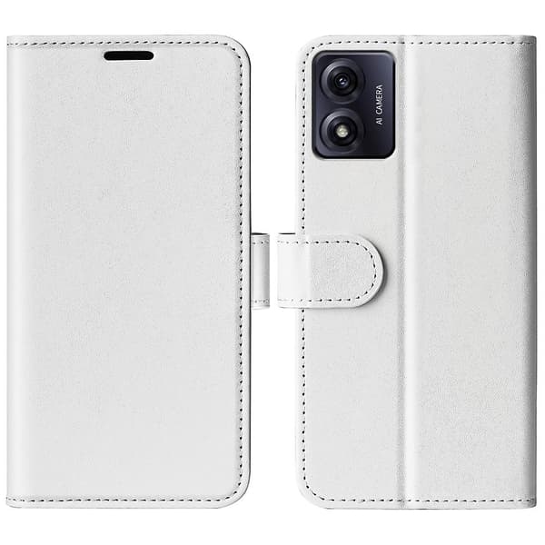 R64 Tekstureret Læder Etui Til Motorola Moto E13 [DB] White