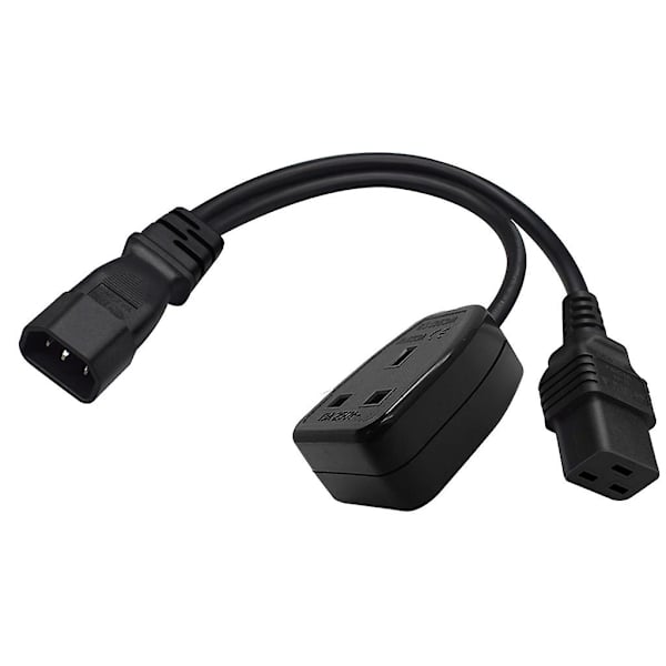 1ft/32cm Iec320 C14 - Iec320 C19+uk13a Ac-virtajohdon jatkokaapeliadapteri [DB]