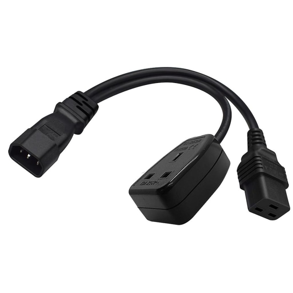 1ft/32cm Iec320 C14 til Iec320 C19+uk13a Ac-strømforlængerkabeladapterledning [DB]