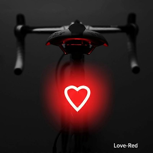 Nyt hjerteformet LED-cykellys USB-genopladeligt cykelbaglys Vandtæt MTB db Love Heart