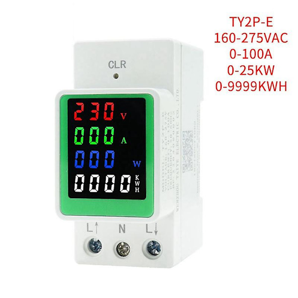 6in1 100a Ac160-275v Jännitevirta Kwh Sähköenergian Monitorimittari Voltti Ampeerimittari W [DB]