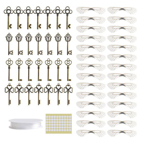 Lentävät avaimet riipukset sudenkorentosiivillä ja luurankoavaimilla DIY-koristeluun [DB]