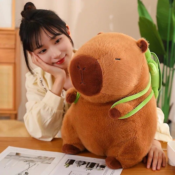 Capybara Plys med Skildpadde Rygsæk Simulation Anime Plysdukke Sød Fyldt Dyr Piger Jul Fødselsdag Gave Børnelegetøj Dekoration [DB] brown about 23cm