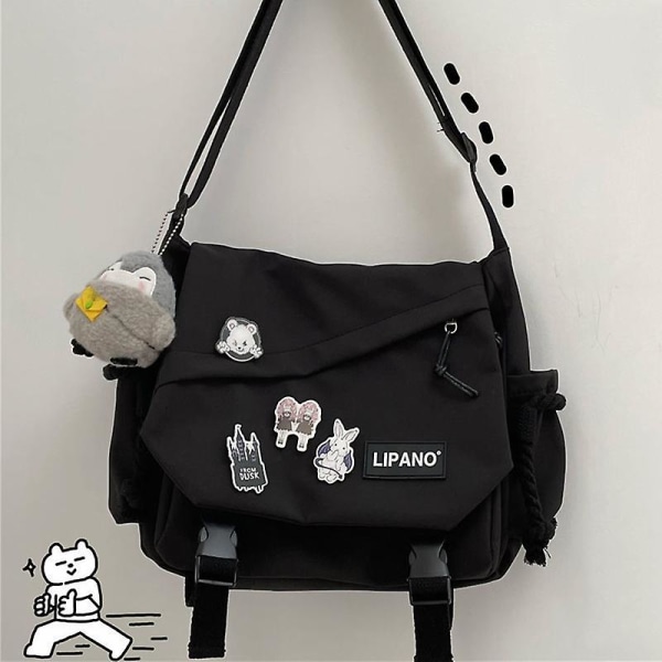 Retro Messenger Bag Male Large Capacity Lightweight Shoulder Bag Adjustable Shoulder Strap DB Black Single Pack