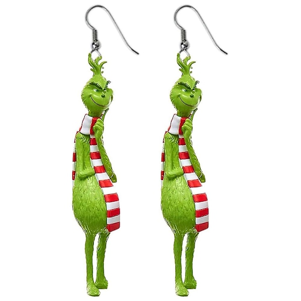 Julepynt Ørepynt med Grinch - Morsomme Festlige Hengeører for Kvinner og Jenter - Julegave {Db} C